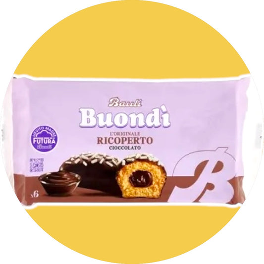 Merenda buondì bauli ricoperta al cioccolato e con cuore al cioccolato